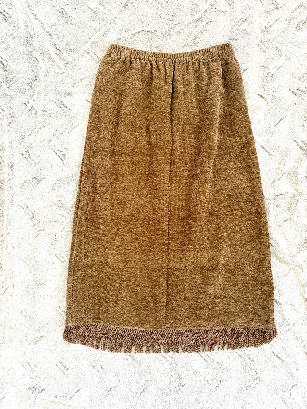 VTG Indigo Moon Whimsygoth Brown Chenille Fringe Midi Skirt Rayon Large